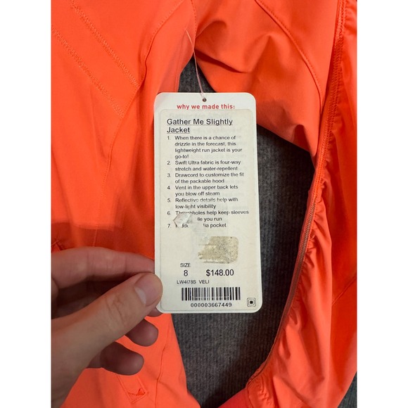 NWT Lululemon Hooded Jacket Neon Orange VELI Run Packable Hood LW4I78S 8 - Picture 3 of 8